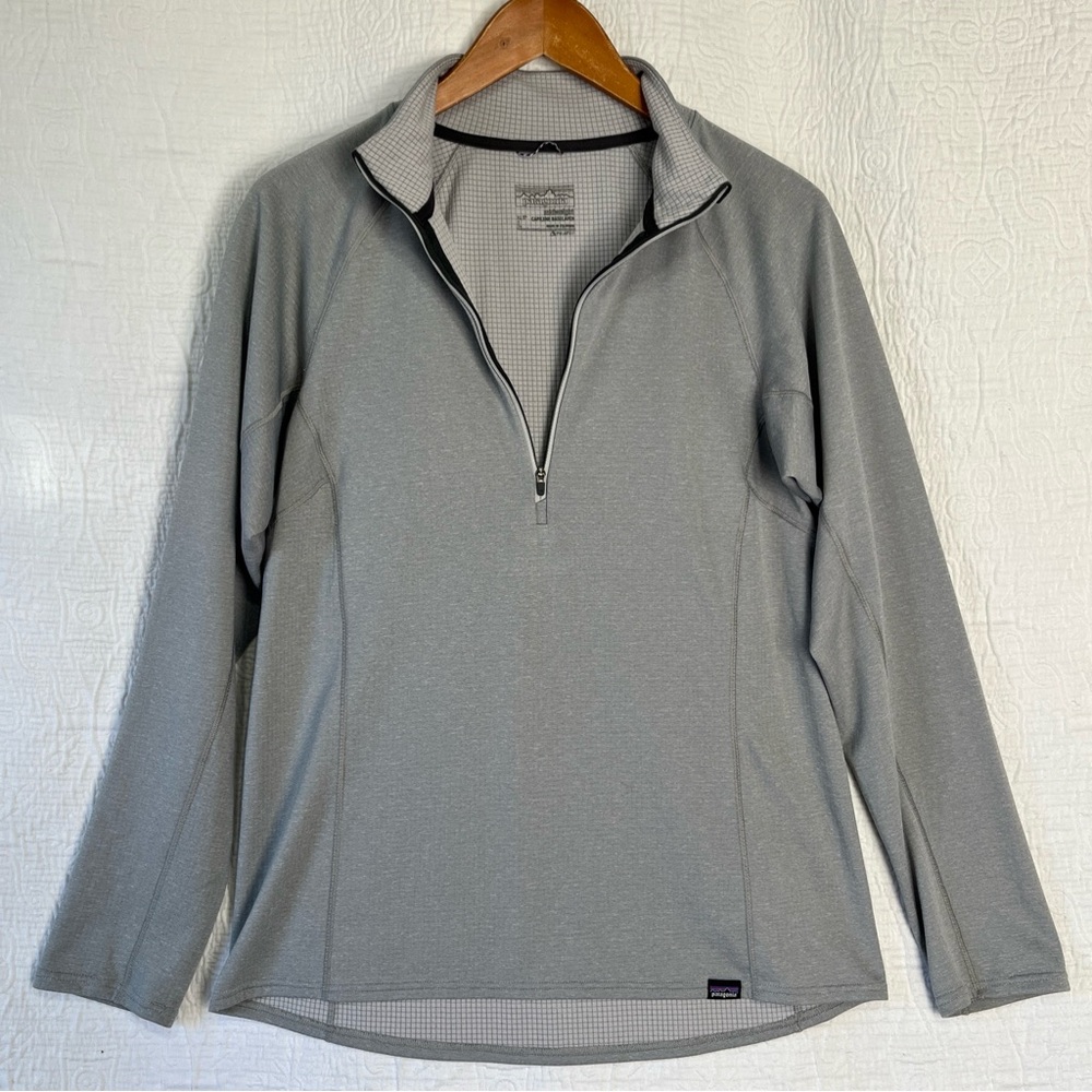 Patagonia Capilene Pullover Men L Gray Quarter Zip Midweight Base Layer Polartec